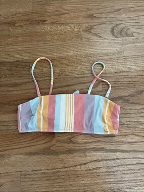 Girls Multicolor Striped Bikini Top - Pastel Stripe